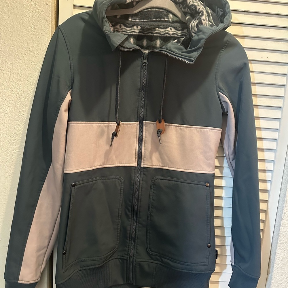 Empyre Men's Hooded Windbreaker in Gray and Cream